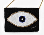 BLACK EVIL EYE Beaded Clutch