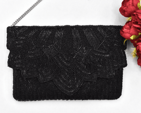 BLACK PIPE Beaded Clutch