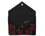 BLACK RED BERRIES Beaded Clutch