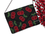 BLACK RED BERRIES Beaded Clutch