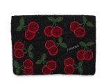 BLACK RED BERRIES Beaded Clutch