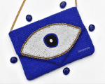 BLUE EVIL EYE Beaded Clutch