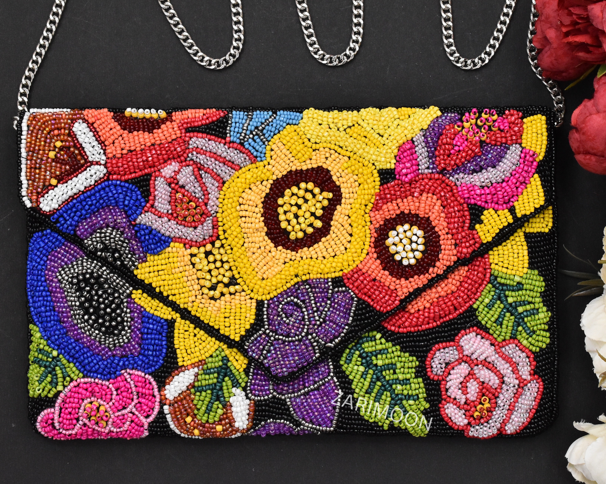 FLORAL BEADED BAG