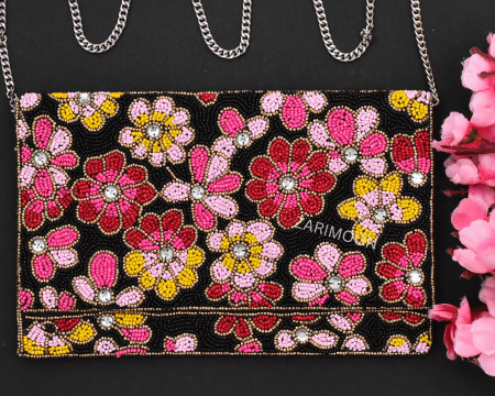 MULTICOLOR FLORAL BEADED BAG