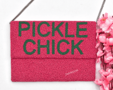 PICKLE CHICK PINK Beaded Clutch