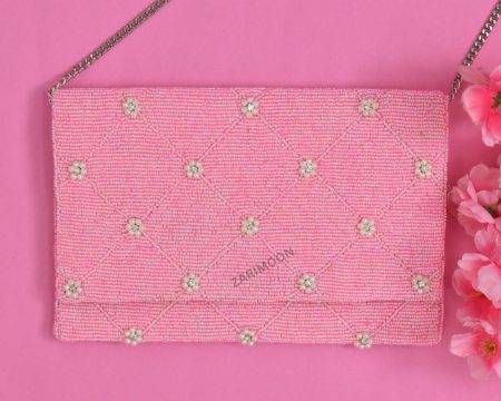 PINK PEARL BEADED BIRD BAG