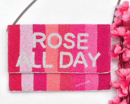 PINK ROSE ALL DAY Beaded Clutch