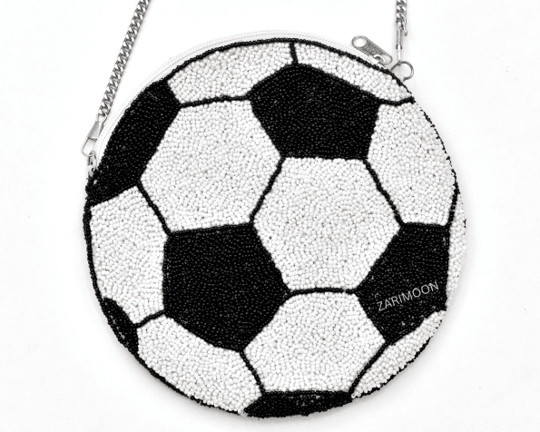 football black white Beaded Clutch game day handbag