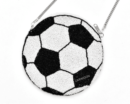 football black white Beaded Clutch