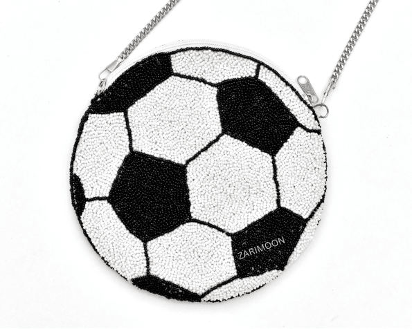 football black white Beaded Clutch