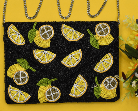 lemon BEADED BAG summer handbag