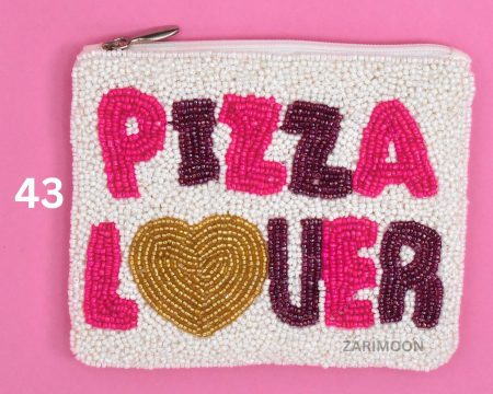 Pizza Lover Beaded Coin Pouch, Beaded Coin Purse, Bead Coin Pouch, zarimoon