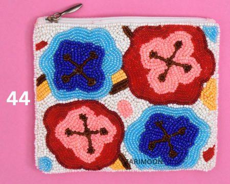 Floral Beaded Coin Pouch, Beaded Coin Purse, Bead Coin Pouch, zarimoon