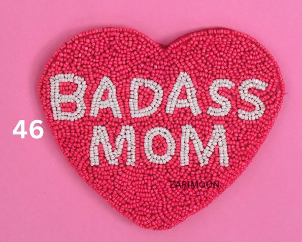 Badass mom Beaded Coin Pouch, Beaded Coin Purse, Bead Coin Pouch, zarimoon