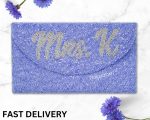 Blue Customisable Purse Personalised Clutch zarimoon