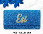 Blue beaded Customisable Purse Personalised Clutch zarimoon