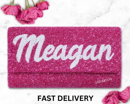 Pink Handmade Custom Beaded Bag Last Name Customisable Purse Personalised Clutch Wedding Gifts for Her zarimoon