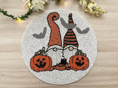 Pumpkin Halloween handmade beaded placemat charger